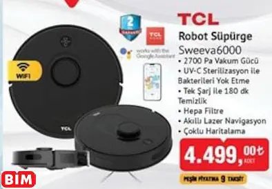 TCL ROBOT SÜPÜRGE SWEEVA6000 TCL ROBOT SÜPÜRGE SWEEVA6000